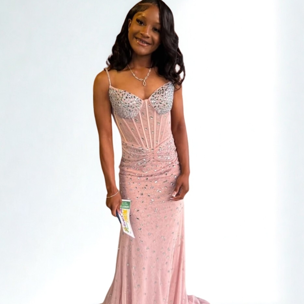Portia and Scarlett Pink Embellished Prom Dress